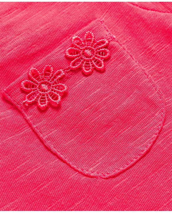 Babyhug 100% Cotton Knit Half Sleeves Solid Color Top - Red