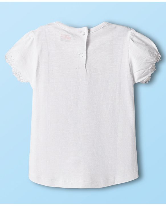 Babyhug 100% Cotton Knit Half Sleeves Solid Color Top - White