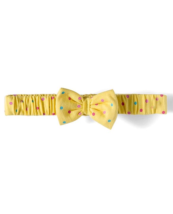 Babyhug 100% Cotton Knit Top & Hairband with Butterfly Print & Frill Detailing - Yellow