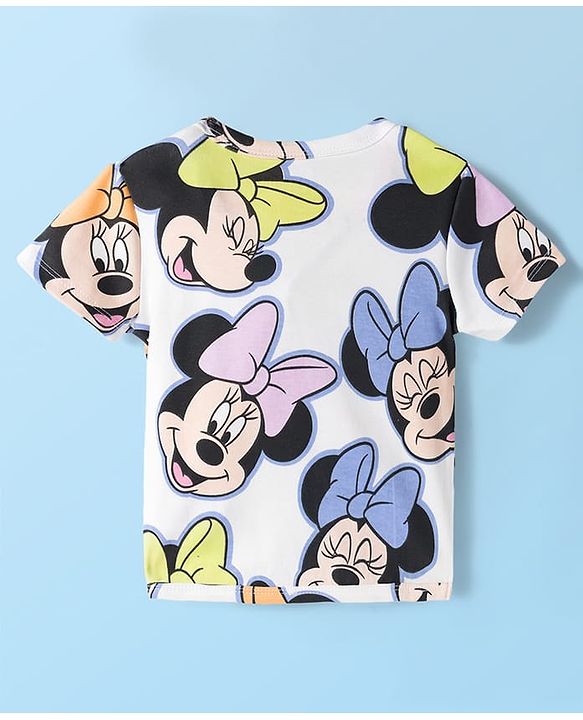 Babyhug Disney Interlock Knit Half Sleeves Front Open Jhablas With Minnie Mouse & Family Graphics Pack Of 3 - Purple Pink & White