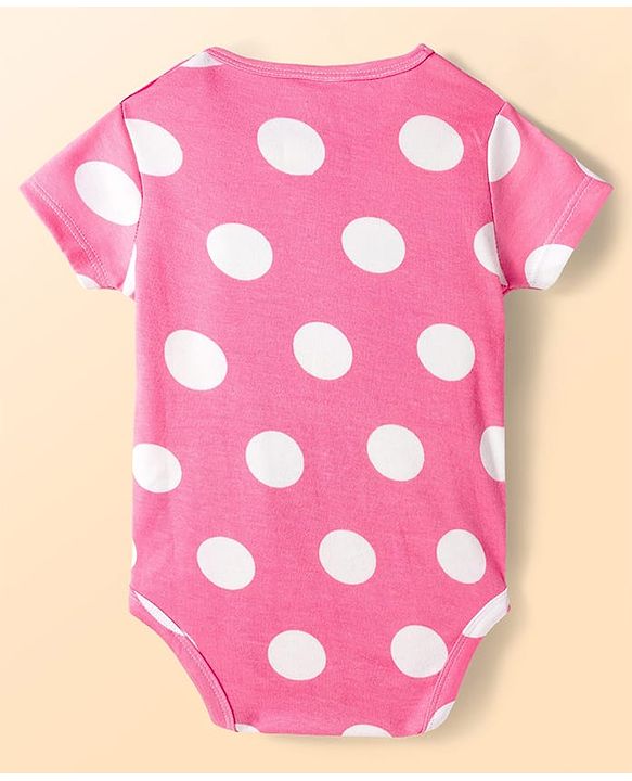 Babyhug Disney Interlock Knit Half Sleeves Onesies with Minnie Mouse & Family Graphics Pack of 3 - White Purple & Pink