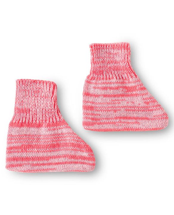 Babyhug Knit Full Sleeves Front Open Solid Coloured Sweater Set With Cap & Booties - Pink
