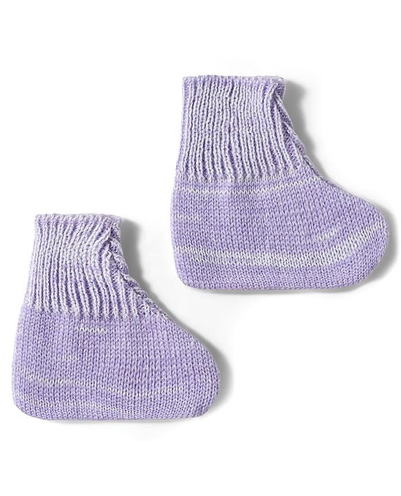 Babyhug Knitted Full Sleeves Solid Sweater Set With Cap & Booties - Purple