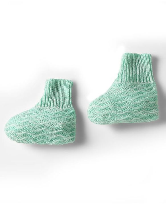 Babyhug Knit Full Sleeves Solid Color Front Open Sweater Set with Cap & Booties - Sea Green