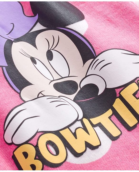 Babyhug Disney Interlock Knit Full Length Diaper Leggings With Minnie Mouse & Family Graphics Pack of 3 - White Pink & Purple