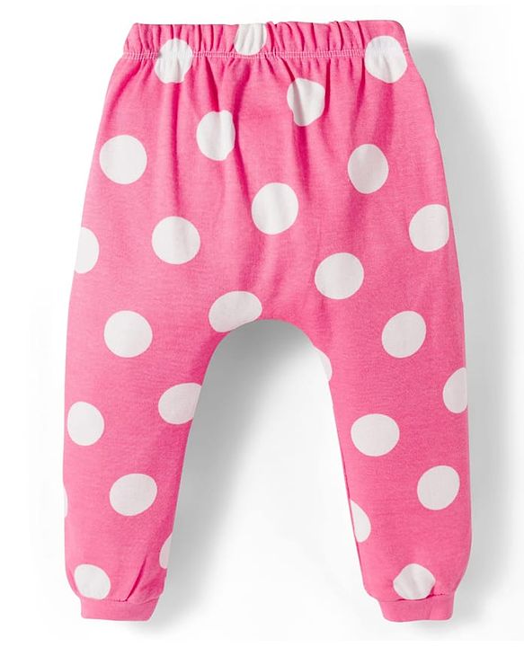 Babyhug Disney Interlock Knit Full Length Diaper Leggings With Minnie Mouse & Family Graphics Pack of 3 - White Pink & Purple