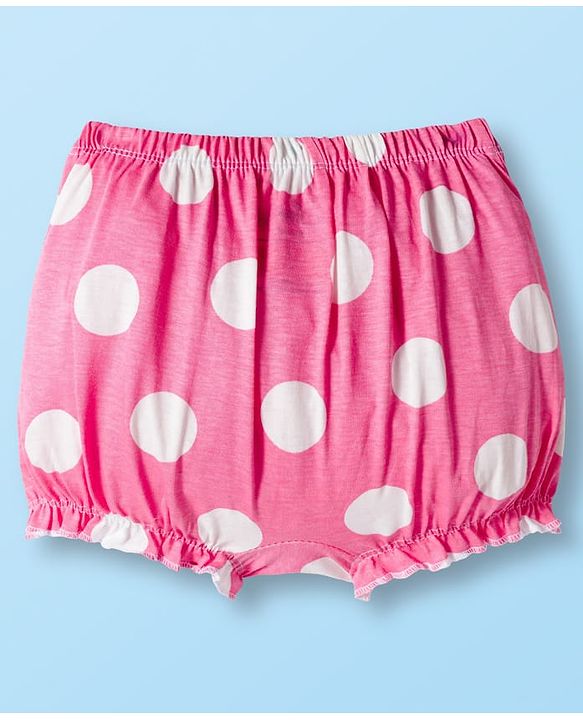 Babyhug Disney Single Jersey Knit Bloomers With Minnie Mouse & Family Print Pack of 3 - Pink Purple & White
