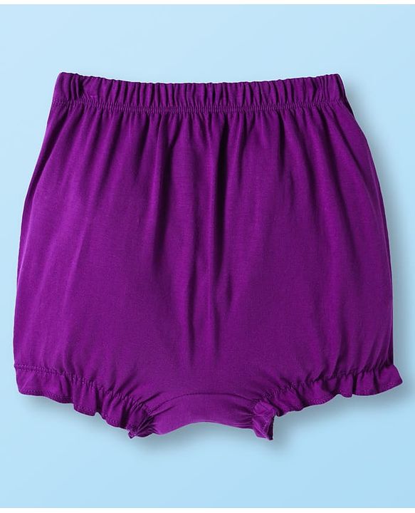 Babyhug Disney Single Jersey Knit Bloomers With Minnie Mouse & Family Print Pack of 3 - Pink Purple & White