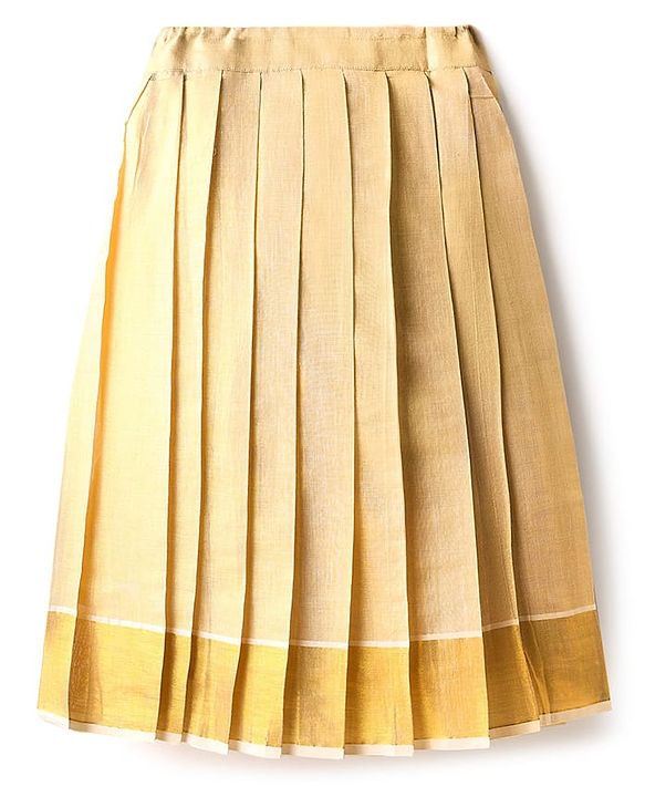 Babyhug South Cotton Woven Sleeveless Choli & Pleated Lehenga Set With Embroidery & Frill Detailing - Off-White