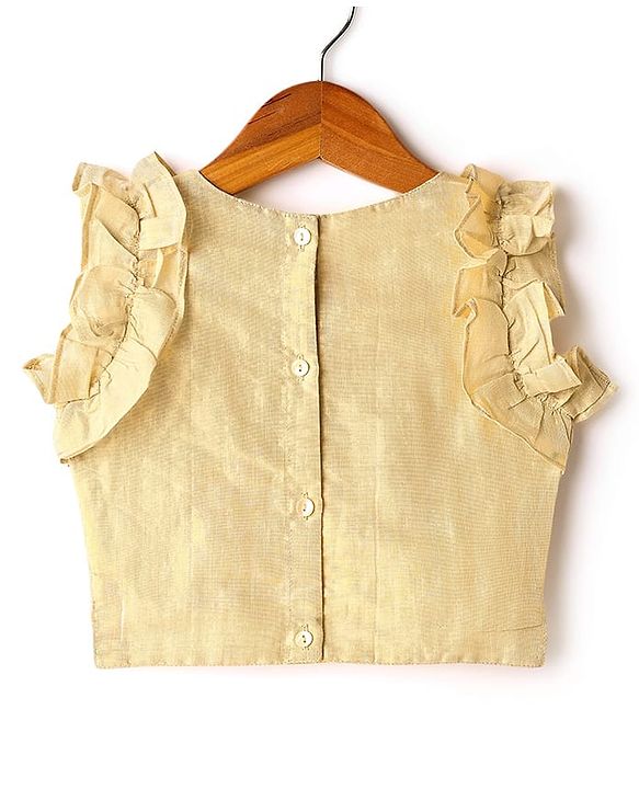 Babyhug South Cotton Woven Sleeveless Choli & Pleated Lehenga Set With Embroidery & Frill Detailing - Off-White