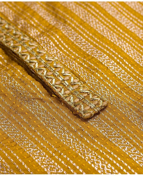 Babyhug Woven Full Sleeves  Kurta Dhoti Set with Embroidered Neck & Self Design - Mustard
