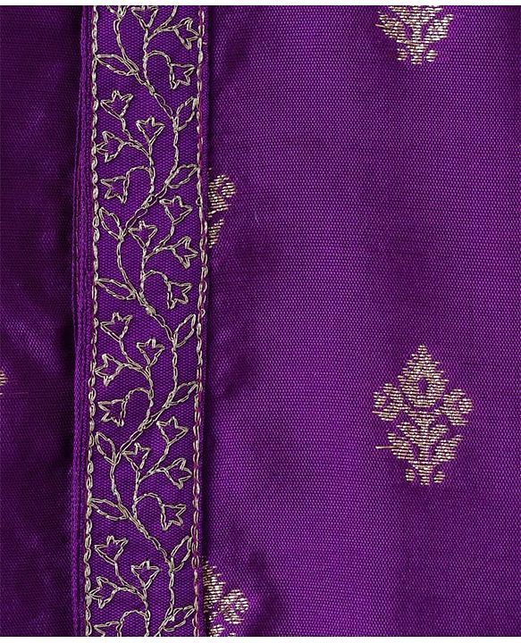 Babyhug Woven Full Sleeves Kurta Pajama Set with Floral Embroidery - Purple