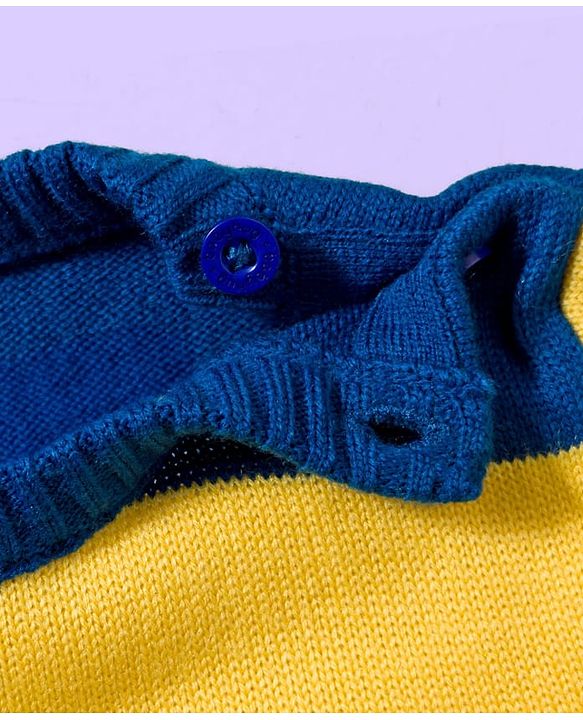 Babyhug Knitted Full Sleeves Sweater Set With Color Block Design - Multicolor