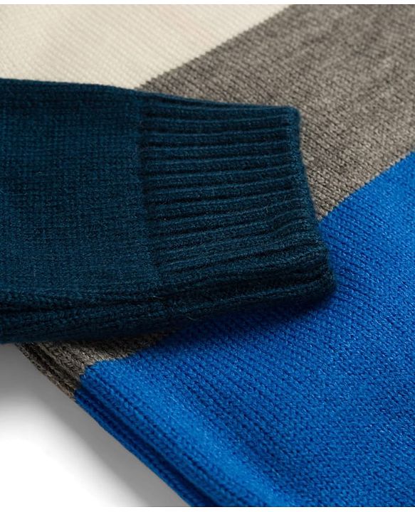 Babyhug Knit Full Sleeves Sweater Sets With Stripe Design - Navy Blue & Grey