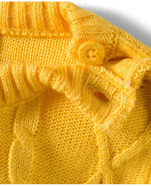Babyhug Cotton Knit Full Sleeves Color Block Sweater Set - Yellow & Navy Blue