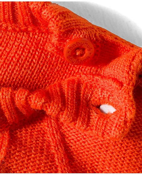 Babyhug Cotton Knit Full Sleeves Color Block Sweater Set - Orange & Grey