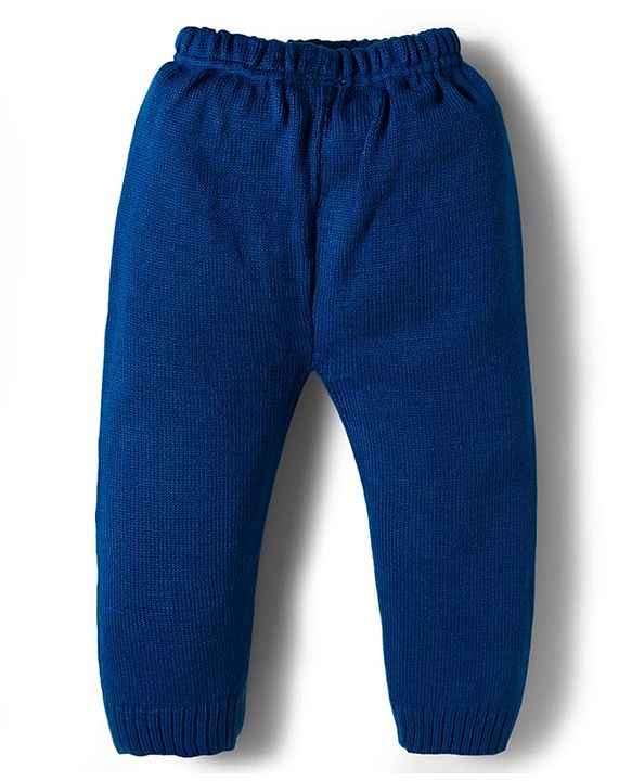 Babyhug Knit Full Sleeves Sweater Set with Stripe Design - Navy Blue