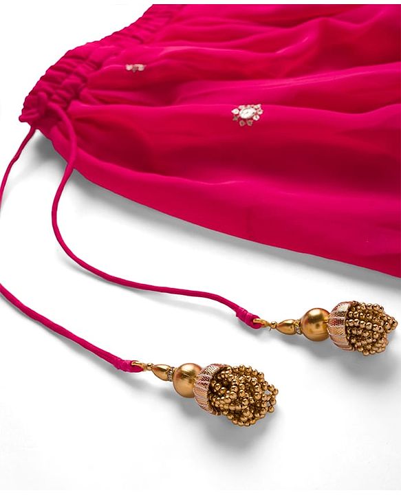 Babyhug Woven Half Sleeves Choli Lehenga Set with Dupatta Embroidery & Sequin Detailing - Dark Pink