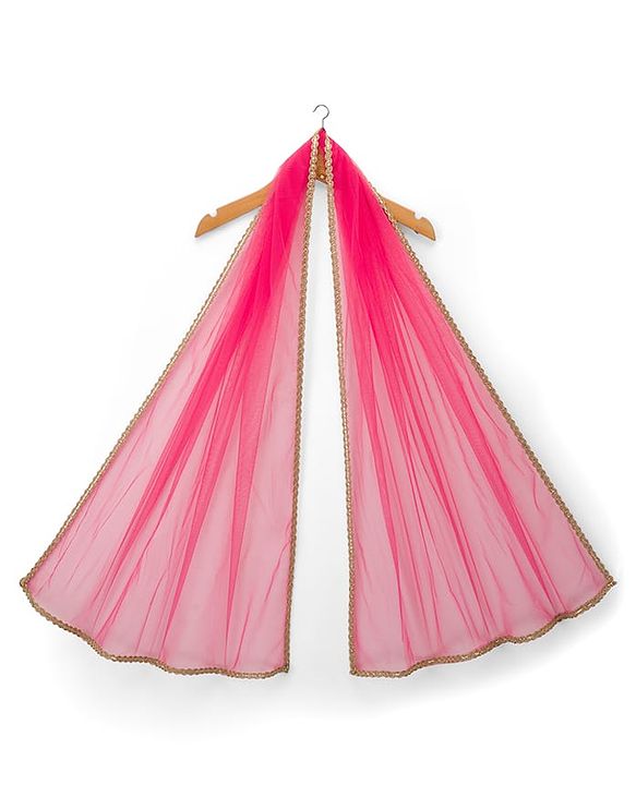 Babyhug Woven Half Sleeves Choli Lehenga Set with Dupatta Embroidery & Sequin Detailing - Dark Pink
