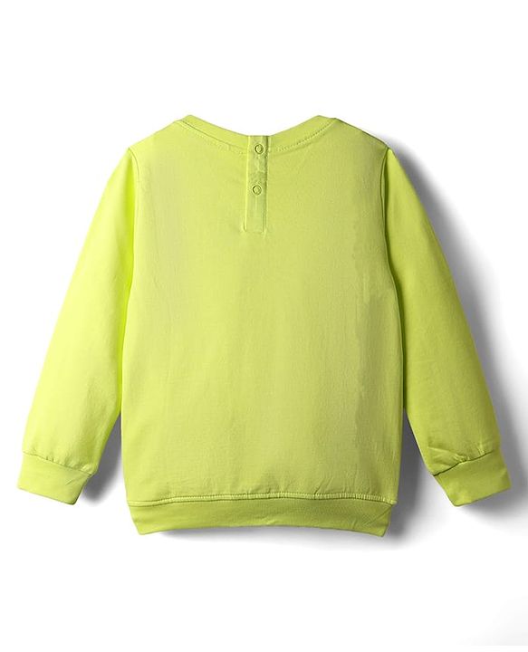 Babyhug Terry Knit Full Sleeves Top & Skirt Set with Floral Applique - Limegreen
