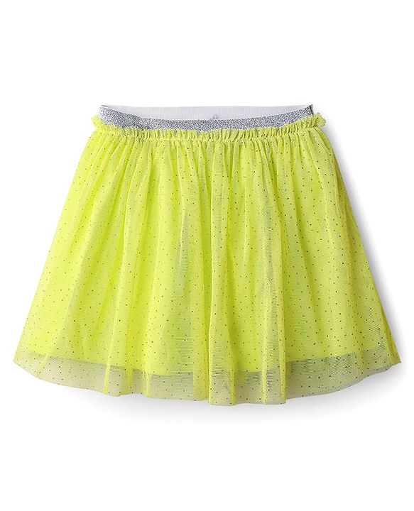 Babyhug Terry Knit Full Sleeves Top & Skirt Set with Floral Applique - Limegreen