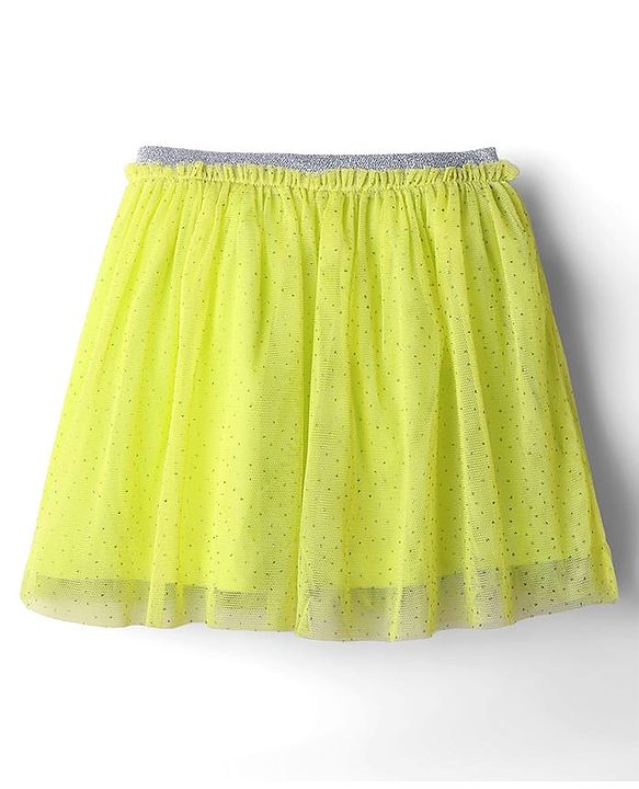 Babyhug Terry Knit Full Sleeves Top & Skirt Set with Floral Applique - Limegreen