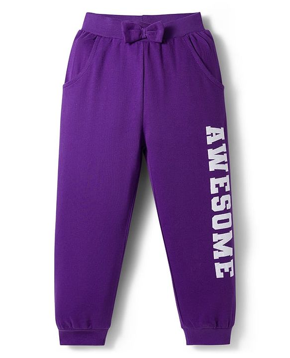 Babyhug Terry Knit Full Sleeves Hooded Top & Lounge Pant Set - Purple