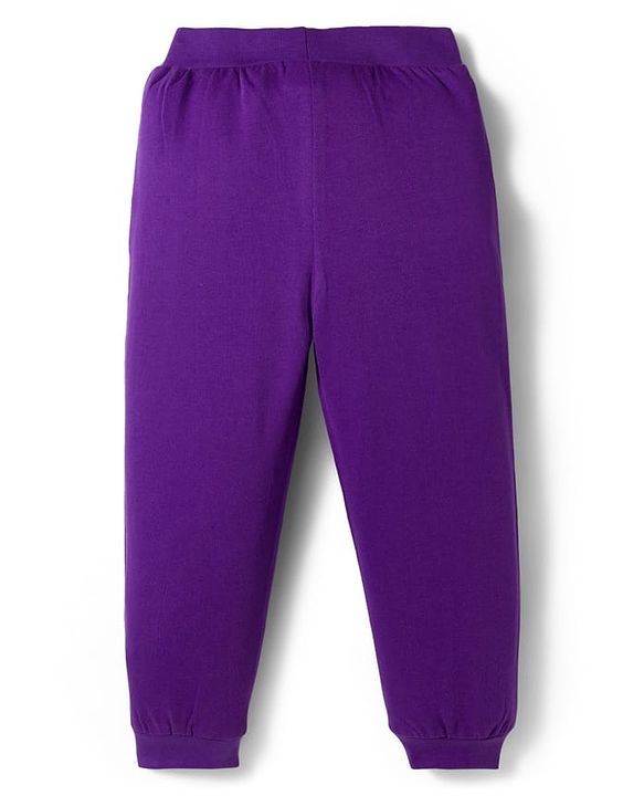 Babyhug Terry Knit Full Sleeves Hooded Top & Lounge Pant Set - Purple