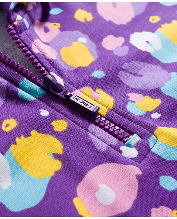 Babyhug Terry Knit Full Sleeves Hooded Top & Lounge Pant Set - Purple