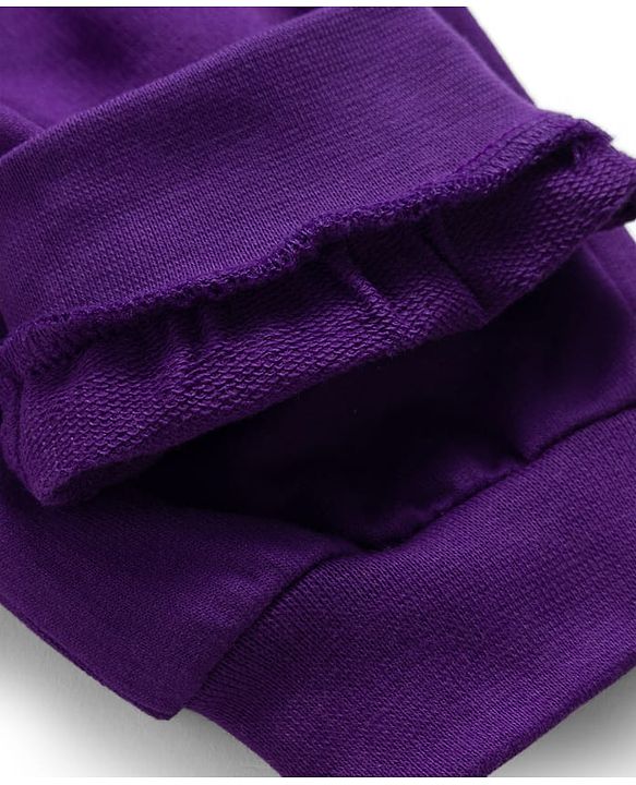 Babyhug Terry Knit Full Sleeves Hooded Top & Lounge Pant Set - Purple