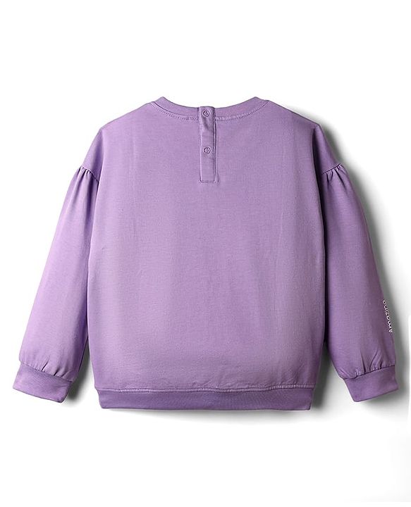 Babyhug Terry Knit Full Sleeves Tops and Skirt Set with Star Print - Purple
