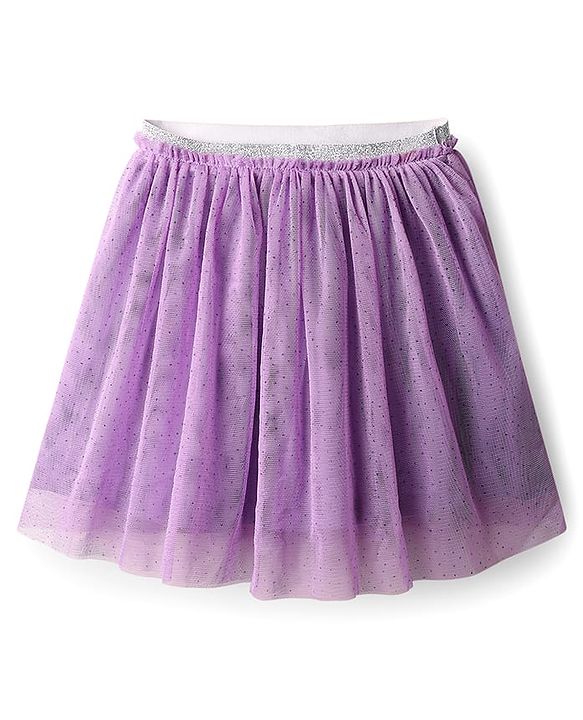 Babyhug Terry Knit Full Sleeves Tops and Skirt Set with Star Print - Purple