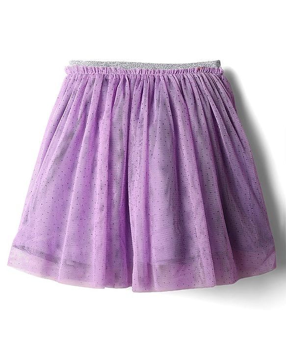 Babyhug Terry Knit Full Sleeves Tops and Skirt Set with Star Print - Purple