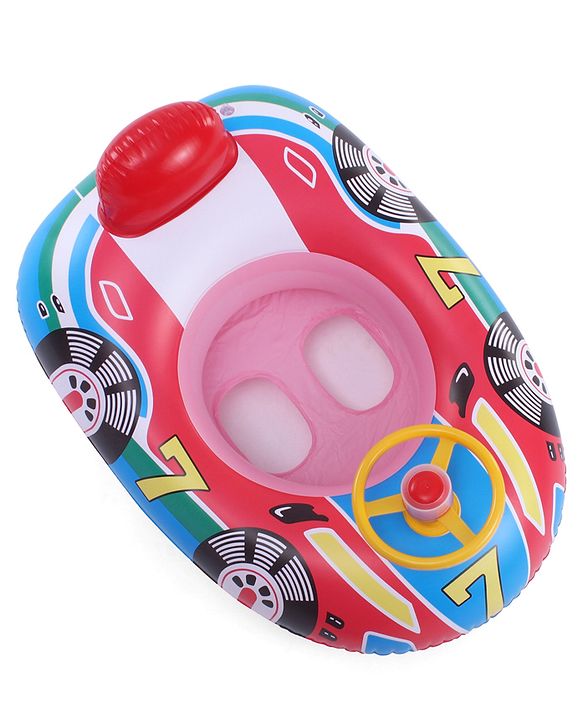 Babyhug Inflatable Swimming Ring  Pink | For 3+ years Boys & Girls| Durable Vinyl Pool Float| Swimming Ride On with Steering Wheel