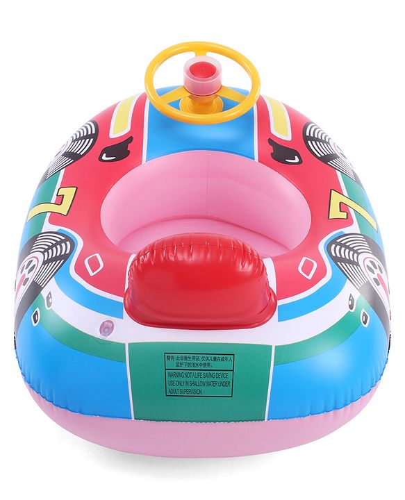 Babyhug Inflatable Swimming Ring  Pink | For 3+ years Boys & Girls| Durable Vinyl Pool Float| Swimming Ride On with Steering Wheel