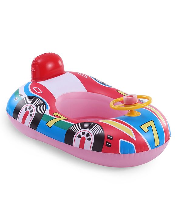 Babyhug Inflatable Swimming Ring  Pink | For 3+ years Boys & Girls| Durable Vinyl Pool Float| Swimming Ride On with Steering Wheel