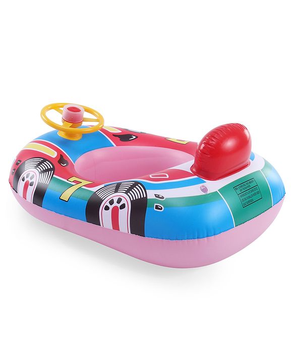 Babyhug Inflatable Swimming Ring  Pink | For 3+ years Boys & Girls| Durable Vinyl Pool Float| Swimming Ride On with Steering Wheel