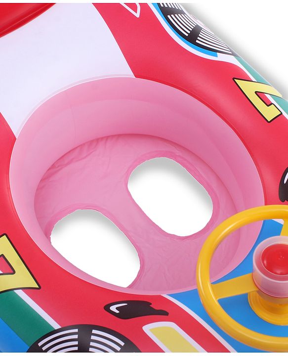 Babyhug Inflatable Swimming Ring  Pink | For 3+ years Boys & Girls| Durable Vinyl Pool Float| Swimming Ride On with Steering Wheel