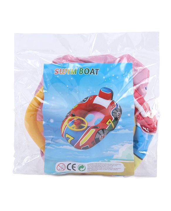 Babyhug Inflatable Swimming Ring  Pink | For 3+ years Boys & Girls| Durable Vinyl Pool Float| Swimming Ride On with Steering Wheel