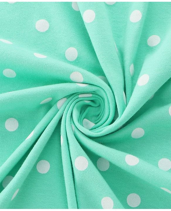 Babyhug Cotton Interlock Knit Hooded Wrapper with Polka Dots Print L 76 x B 71.5 cm - Green