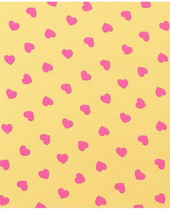 Babyhug Cotton Interlock Knit Hooded Wrapper with Hearts Print L 76 x B 71.5 cm - Yellow