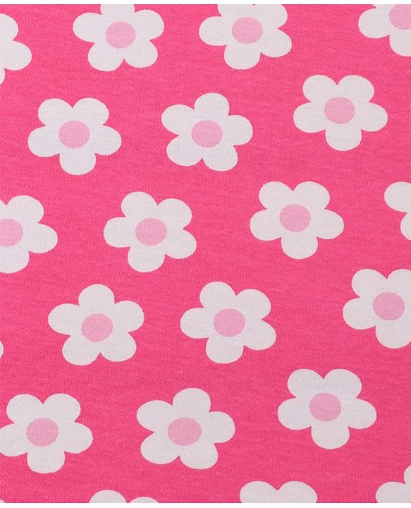 Babyhug Cotton Interlock Knit Hooded Wrapper with Floral Print L 76 x B 71.5 cm - Pink