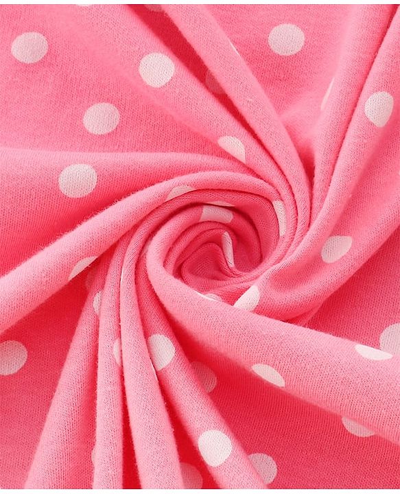 Babyhug Cotton Interlock Knit Hooded Wrapper with Polka Dots Print L 76 x B 71.5 cm - Pink