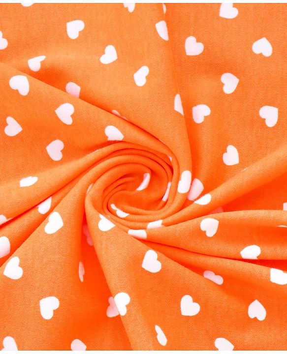 Babyhug Cotton Interlock Knit Hooded Wrapper with Heart Print L 75 x B 74 cm - Orange