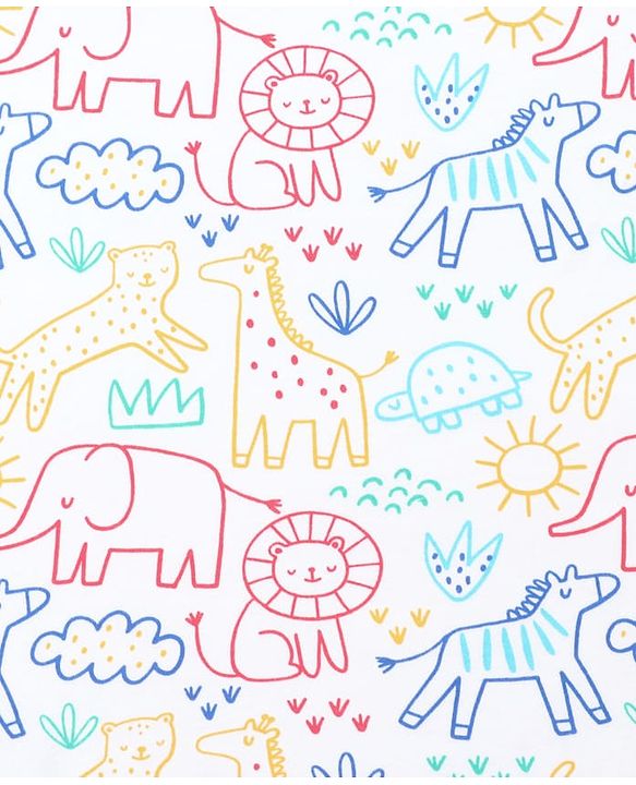 Babyhug Interlock Cotton Knit Hooded Wrapper Jungle Theme Print L 75 x B 72 cm - White