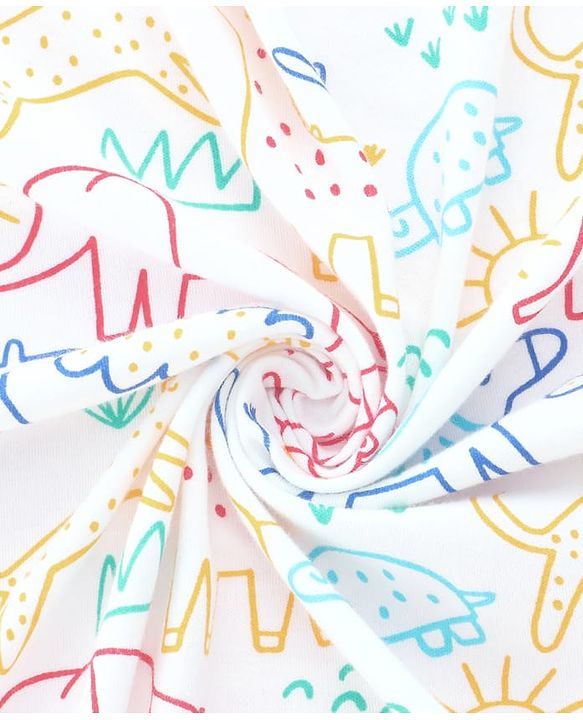Babyhug Interlock Cotton Knit Hooded Wrapper Jungle Theme Print L 75 x B 72 cm - White