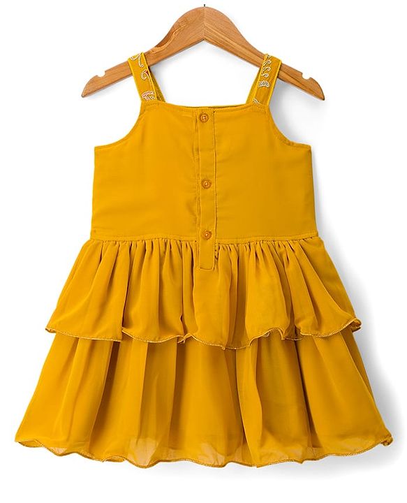 Babyhug Georgette Woven Sleeveless Embroidered Kurti Patiala Set with Dupatta - Yellow