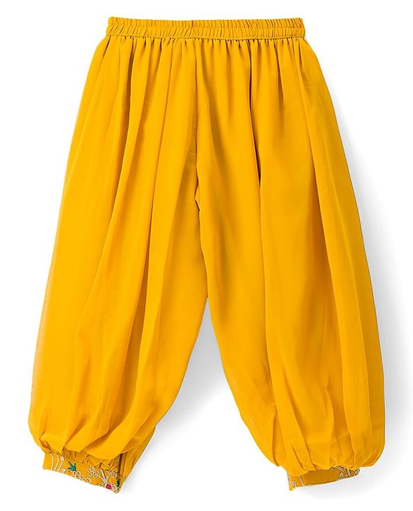 Babyhug Georgette Woven Sleeveless Embroidered Kurti Patiala Set with Dupatta - Yellow