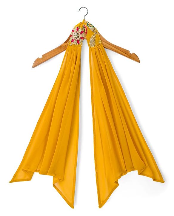 Babyhug Georgette Woven Sleeveless Embroidered Kurti Patiala Set with Dupatta - Yellow