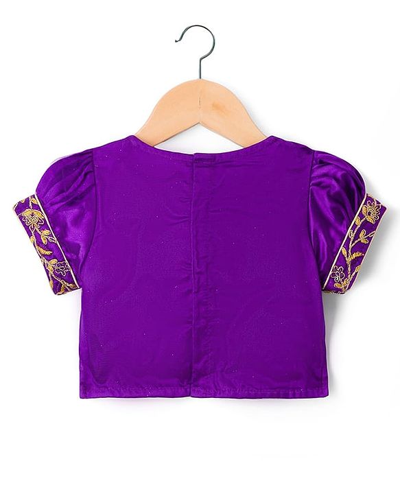 Babyhug Net Woven Half Sleeves Net Embroidered Choli Lehenga & Dupatta Set With Sequin Detailing - Purple & Yellow